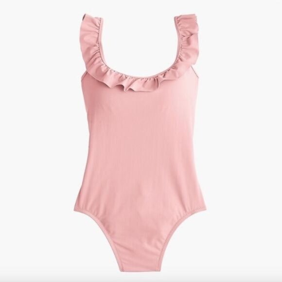 J Crew Ruffled Scoopback One piece Swimsuit in Mineral Pink NWT - Picture 1 of 6